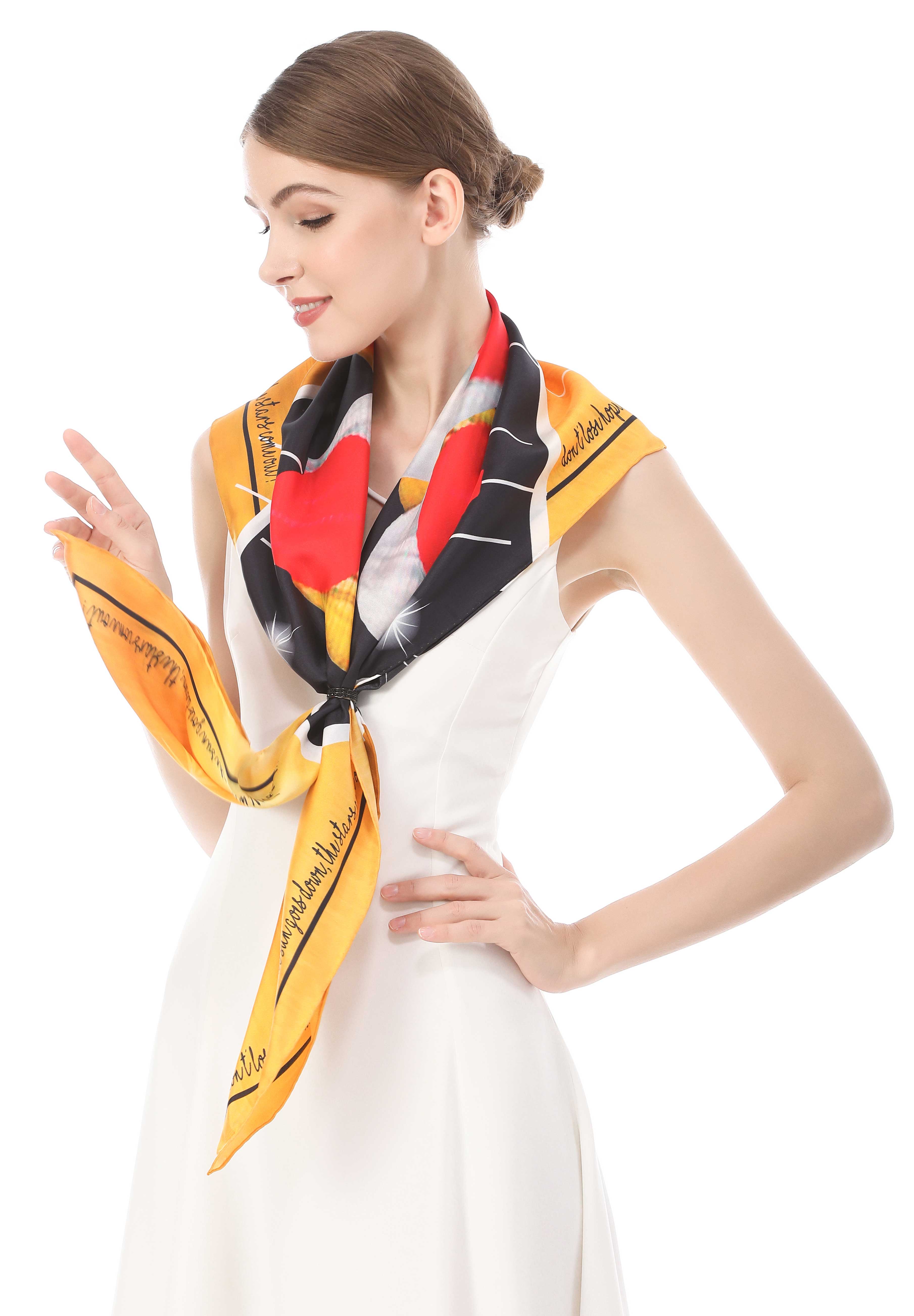 custom logo silk scarf