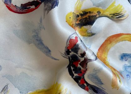 custom design printed silk charmeuse kimono robe