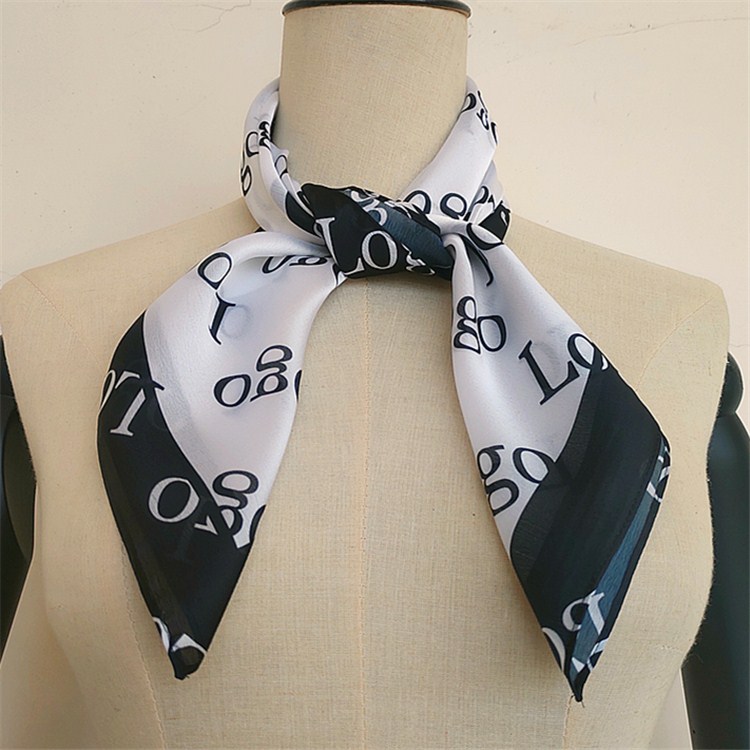 Custom silk head hair company logo printed scarves promotional scarf gift