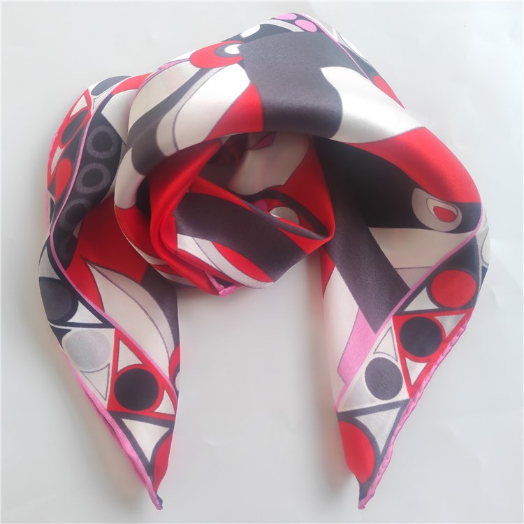 Custom logo made designs printed silk head neck scarf