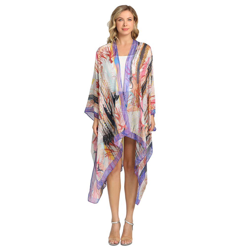 Silk kimono manufacturer supplier custom printed silk chiffon kimono robe