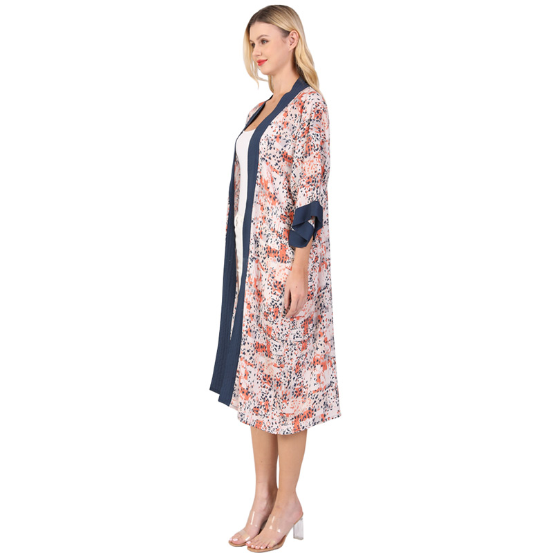 Kimono manufacturer custom all over print beach kimono robe cardigan dress