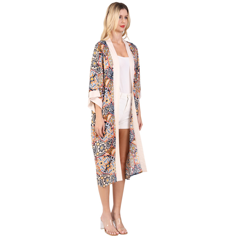 Custom kimono manufacturer digital printed photos designs on the custom kimono beachwear dress long robe