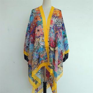 custom printed silk kimono